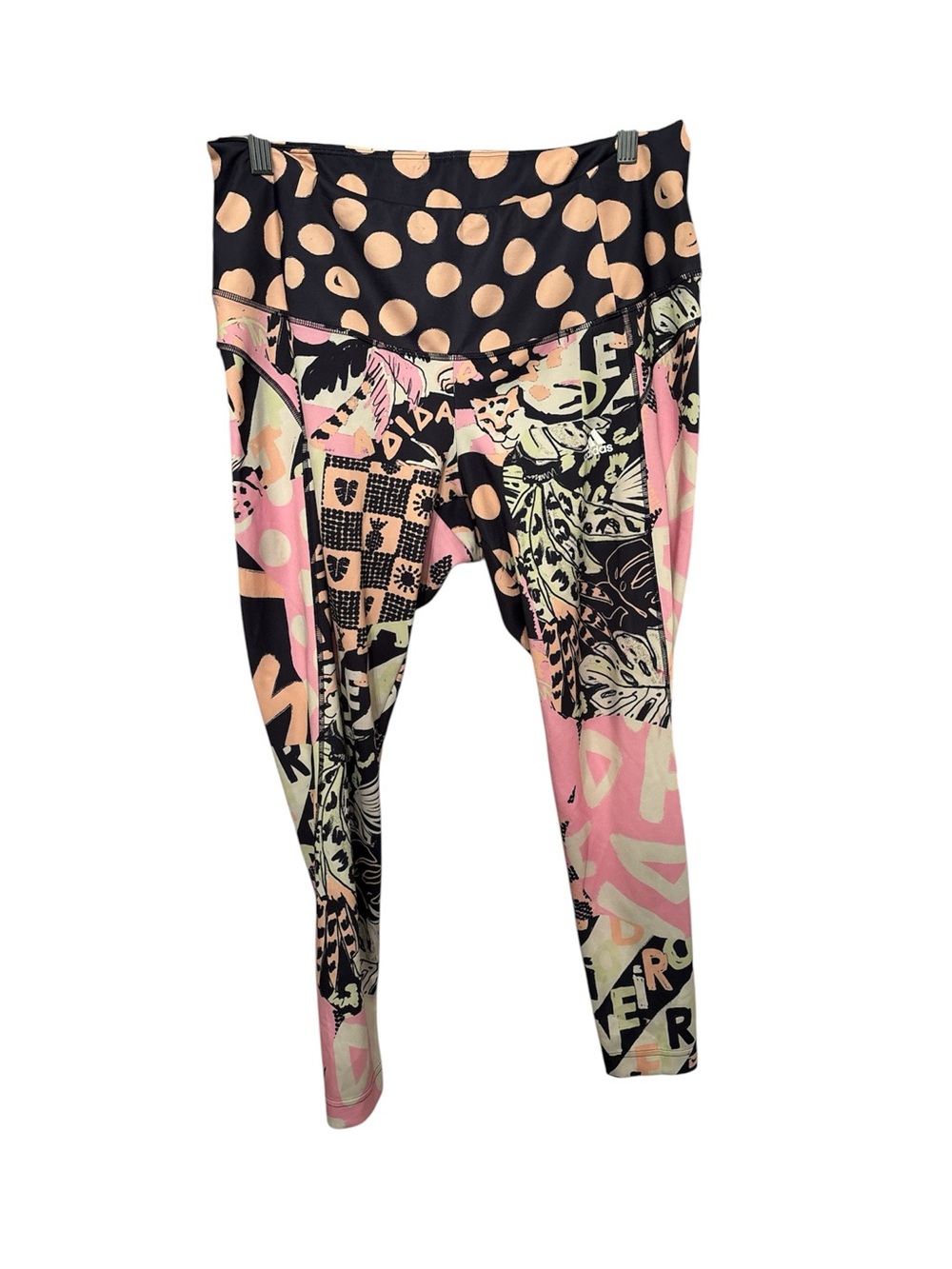 Adidas Multicolor Graphic Track Leggings - Black, Pink & Cream
